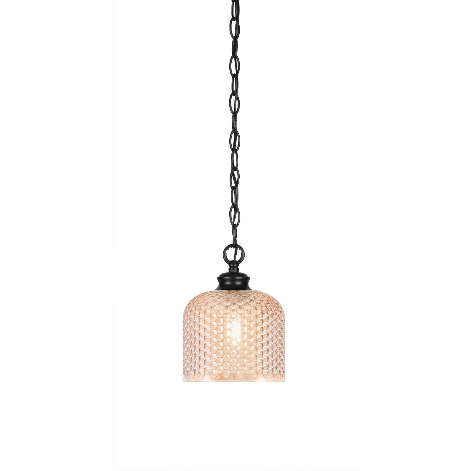 Toltec Zola 6in 1-Light Pendant | Modern Matte Black Steel and Amber Textured Glass | Kitchen Island & Dining Room | 6 x 6 x 6.75 in | Model 92-MB-4613