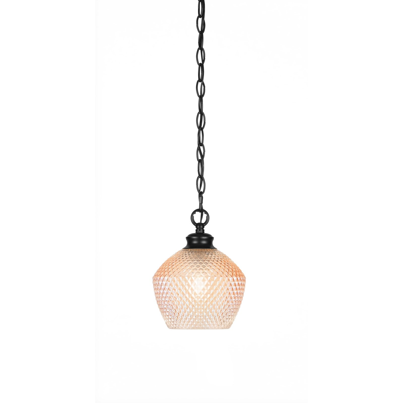 Toltec Zola 6in 1-Light Pendant | Industrial Matte Black Steel and Amber Textured Glass | Kitchen Island & Dining Room | 6 x 6.75 x 7.75 in | Model 92-MB-4623