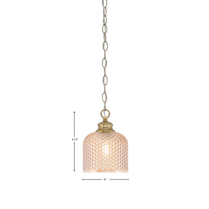 Toltec Zola 6in 1-Light Pendant | Modern New Age Brass Steel and Amber Textured Glass | Kitchen Island & Dining Room | 6 x 6 x 6.75 in | Model 92-NAB-4613
