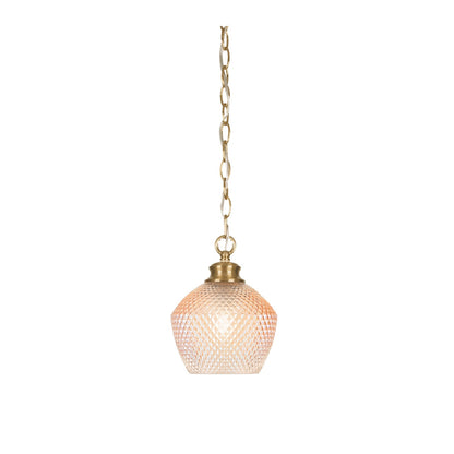 Toltec Zola 6in 1-Light Pendant | Modern New Age Brass Steel and Amber Textured Glass | Kitchen Island & Dining Room | 6 x 6.75 x 7.75 in | Model 92-NAB-4623