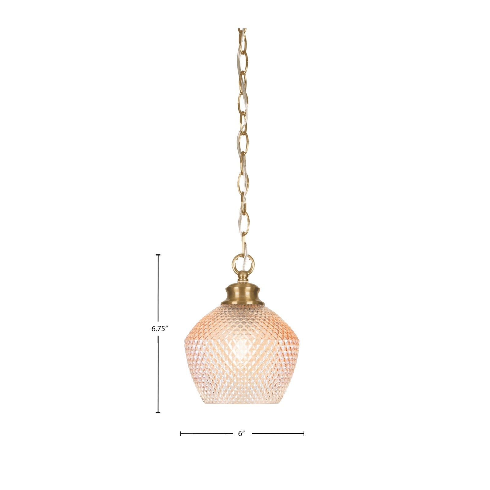 Toltec Zola 6in 1-Light Pendant | Modern New Age Brass Steel and Amber Textured Glass | Kitchen Island & Dining Room | 6 x 6.75 x 7.75 in | Model 92-NAB-4623