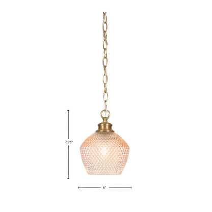 Toltec Zola 6in 1-Light Pendant | Modern New Age Brass Steel and Amber Textured Glass | Kitchen Island & Dining Room | 6 x 6.75 x 7.75 in | Model 92-NAB-4623