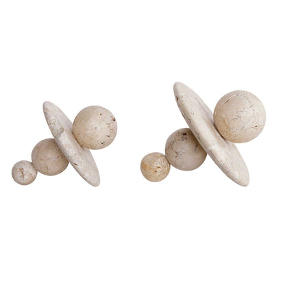 Uttermost Quarried Stone Set/2 Indoor-Outdoor Sculptures | Natural Stone | Shelf & Garden Decor | 8.5 x 8.5 x 9.25 in | Model 17150