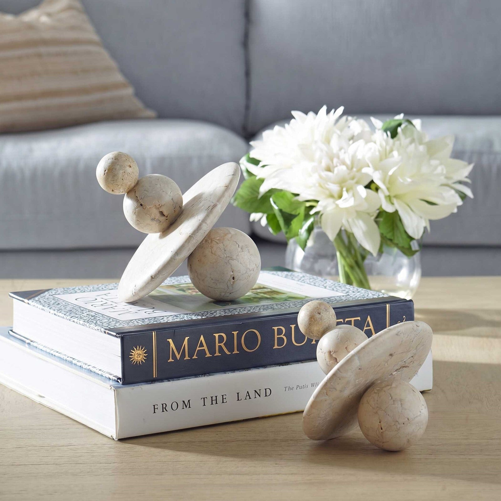 Uttermost Quarried Stone Set/2 Indoor-Outdoor Sculptures | Natural Stone | Shelf & Garden Decor | 8.5 x 8.5 x 9.25 in | Model 17150
