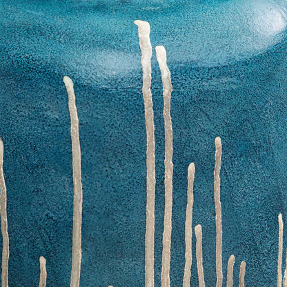 Uttermost Coastal Cascade Set/2 Indoor-Outdoor Blue Vases | Ocean-Blue Glaze | Shelf & Patio Decor | 8.25 x 8.25 x 13.5 in | Model 17151
