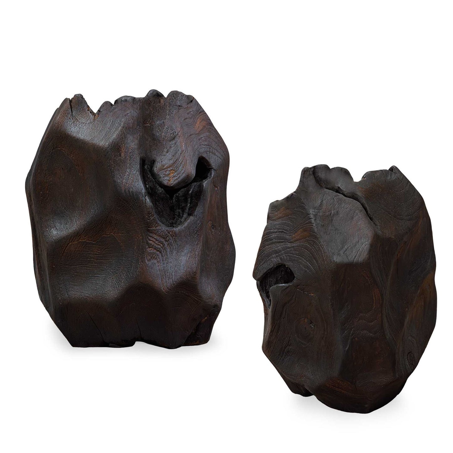 Uttermost Ember Root Teak Sculpture Set/2 | Burnt Black Wood Finish | Console & Shelf Decor | 8.25 x 8 x 10.25 in | Model 17152