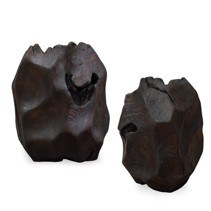 Uttermost Ember Root Teak Sculpture Set/2 | Burnt Black Wood Finish | Console & Shelf Decor | 8.25 x 8 x 10.25 in | Model 17152