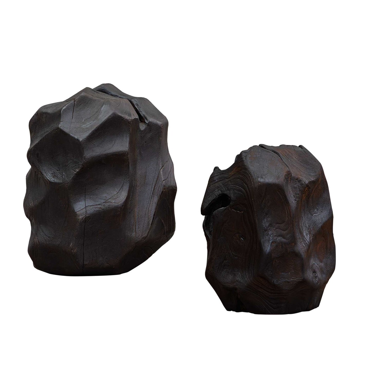 Uttermost Ember Root Teak Sculpture Set/2 | Burnt Black Wood Finish | Console & Shelf Decor | 8.25 x 8 x 10.25 in | Model 17152