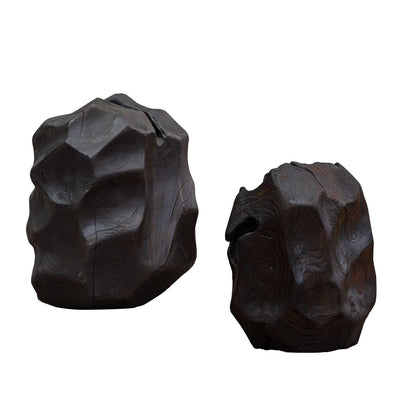 Uttermost Ember Root Teak Sculpture Set/2 | Burnt Black Wood Finish | Console & Shelf Decor | 8.25 x 8 x 10.25 in | Model 17152