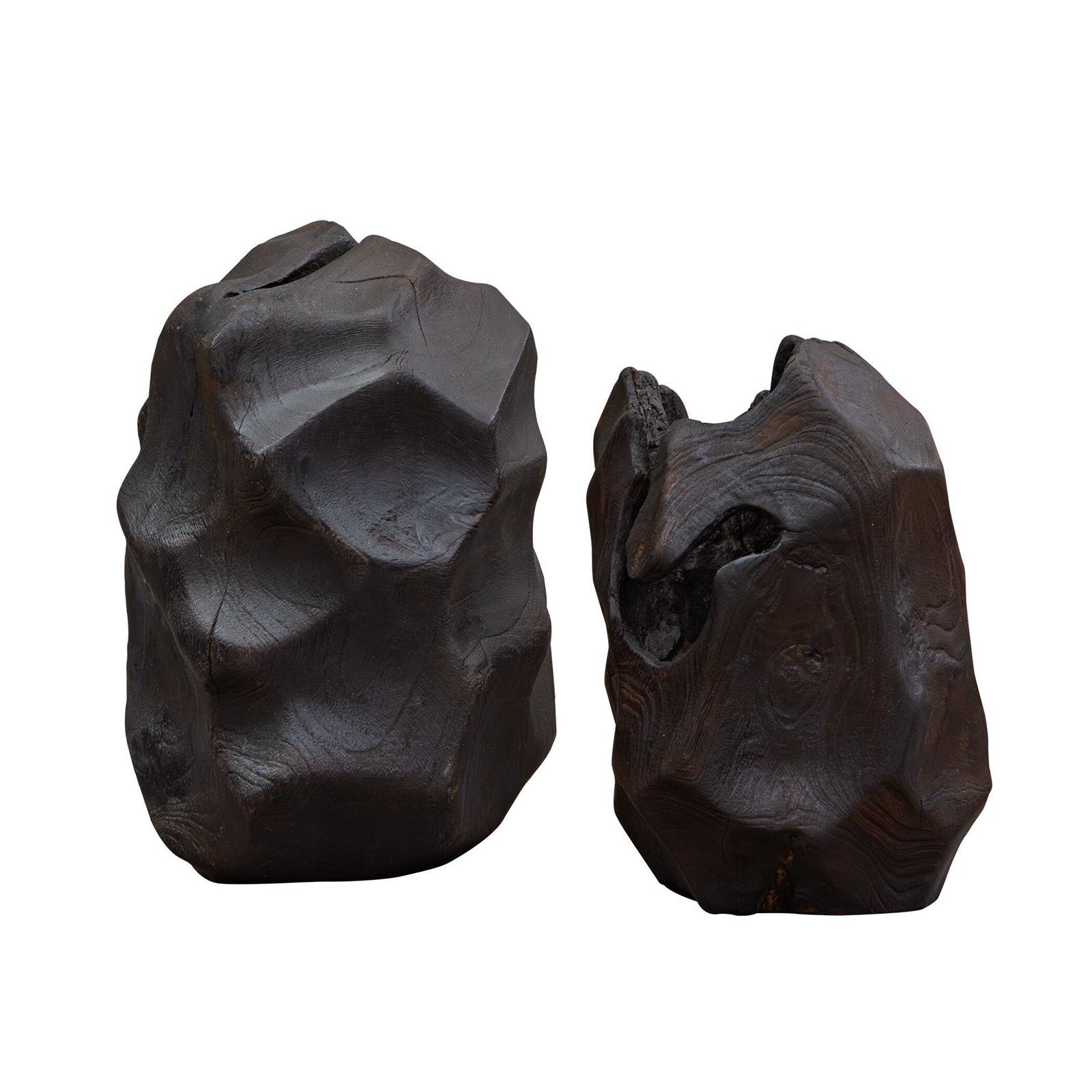 Uttermost Ember Root Teak Sculpture Set/2 | Burnt Black Wood Finish | Console & Shelf Decor | 8.25 x 8 x 10.25 in | Model 17152