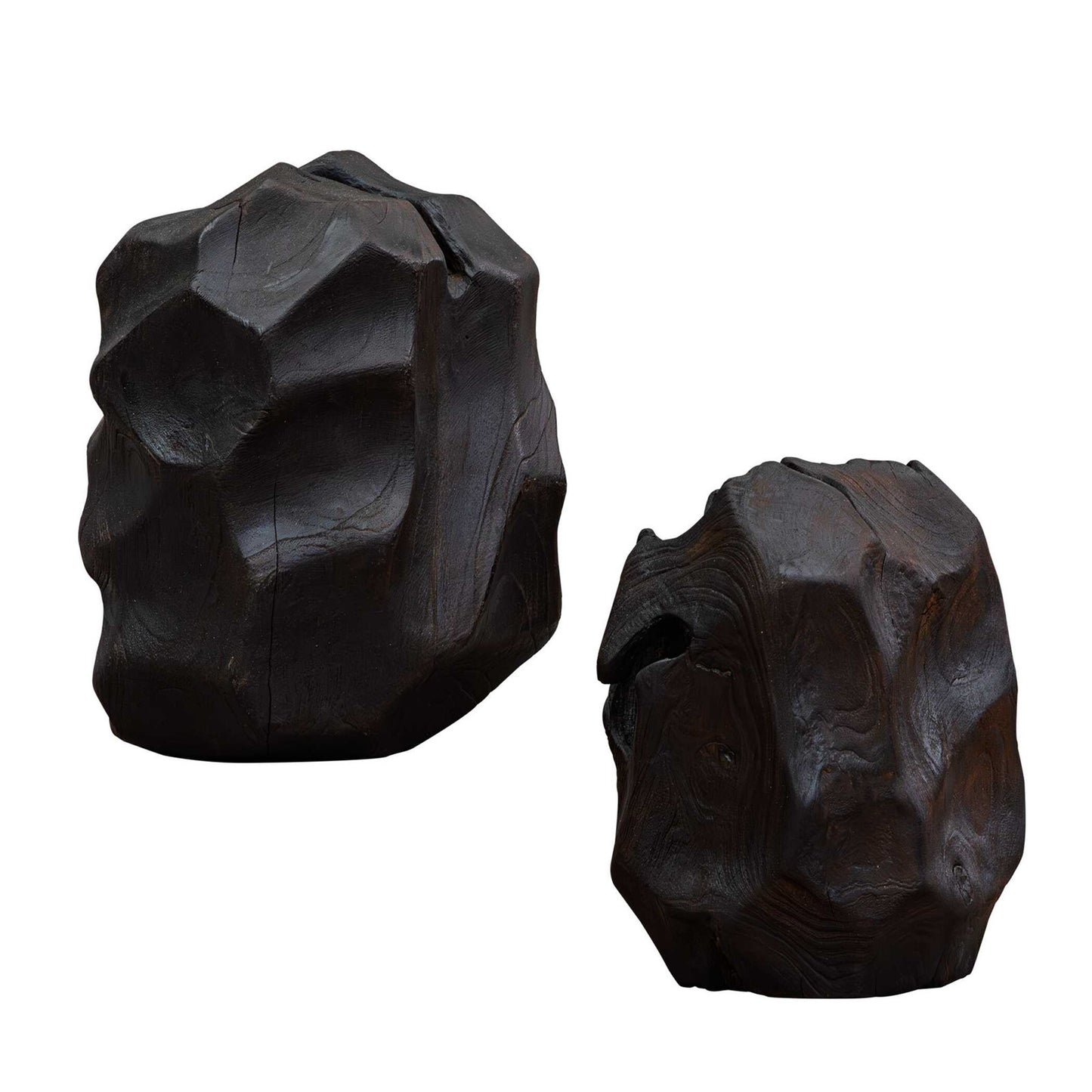 Uttermost Ember Root Teak Sculpture Set/2 | Burnt Black Wood Finish | Console & Shelf Decor | 8.25 x 8 x 10.25 in | Model 17152
