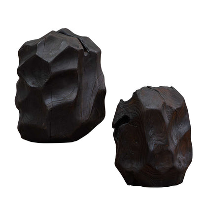 Uttermost Ember Root Teak Sculpture Set/2 | Burnt Black Wood Finish | Console & Shelf Decor | 8.25 x 8 x 10.25 in | Model 17152