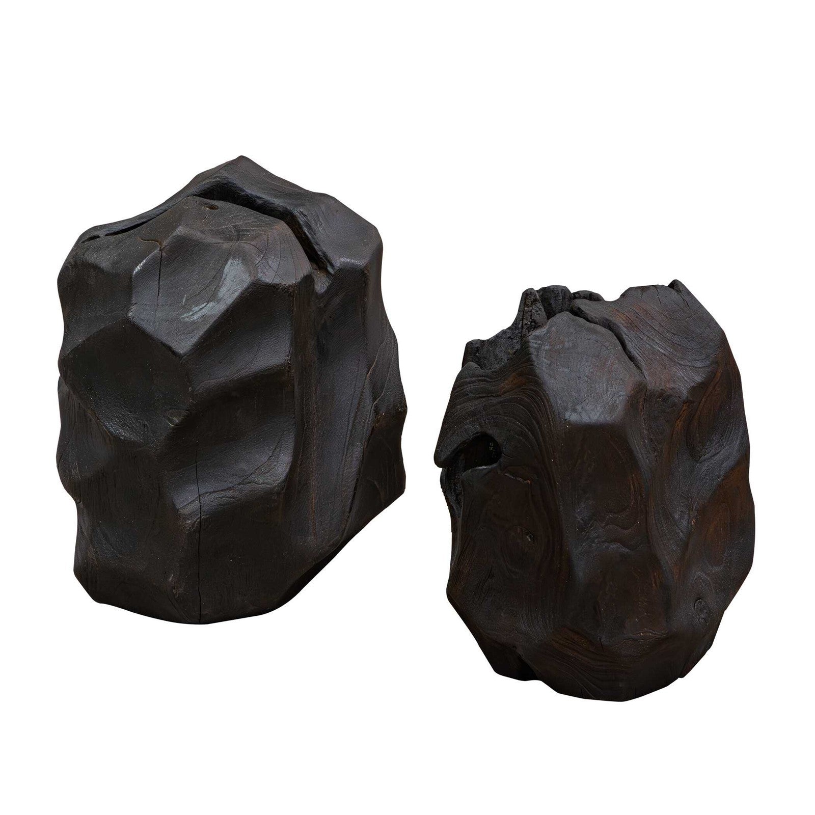 Uttermost Ember Root Teak Sculpture Set/2 | Burnt Black Wood Finish | Console & Shelf Decor | 8.25 x 8 x 10.25 in | Model 17152