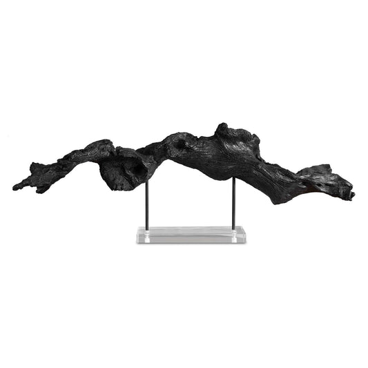 Uttermost Charred Timber Branch Sculpture | Burnt Black Polyresin & Metal on Acrylic Stand | Mantel & Shelf Decor | Model 18327