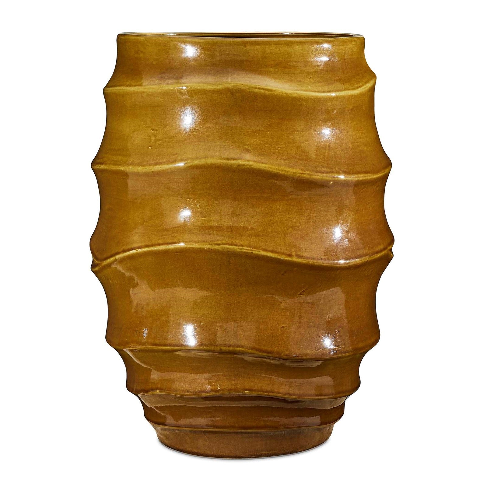 Uttermost Canyon Wave 24in Ceramic Planter | Earthy Brown Glazed Earthenware | Indoor & Outdoor Patio Decor | 17.7 x 17.7 x 24 in | Model 18389