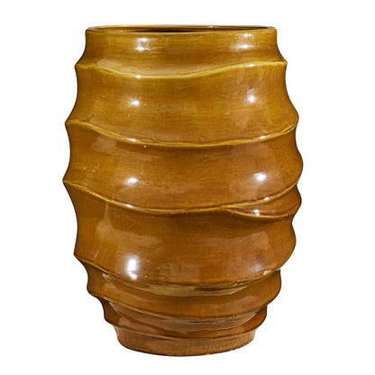 Uttermost Canyon Wave 24in Ceramic Planter | Earthy Brown Glazed Earthenware | Indoor & Outdoor Patio Decor | 17.7 x 17.7 x 24 in | Model 18389