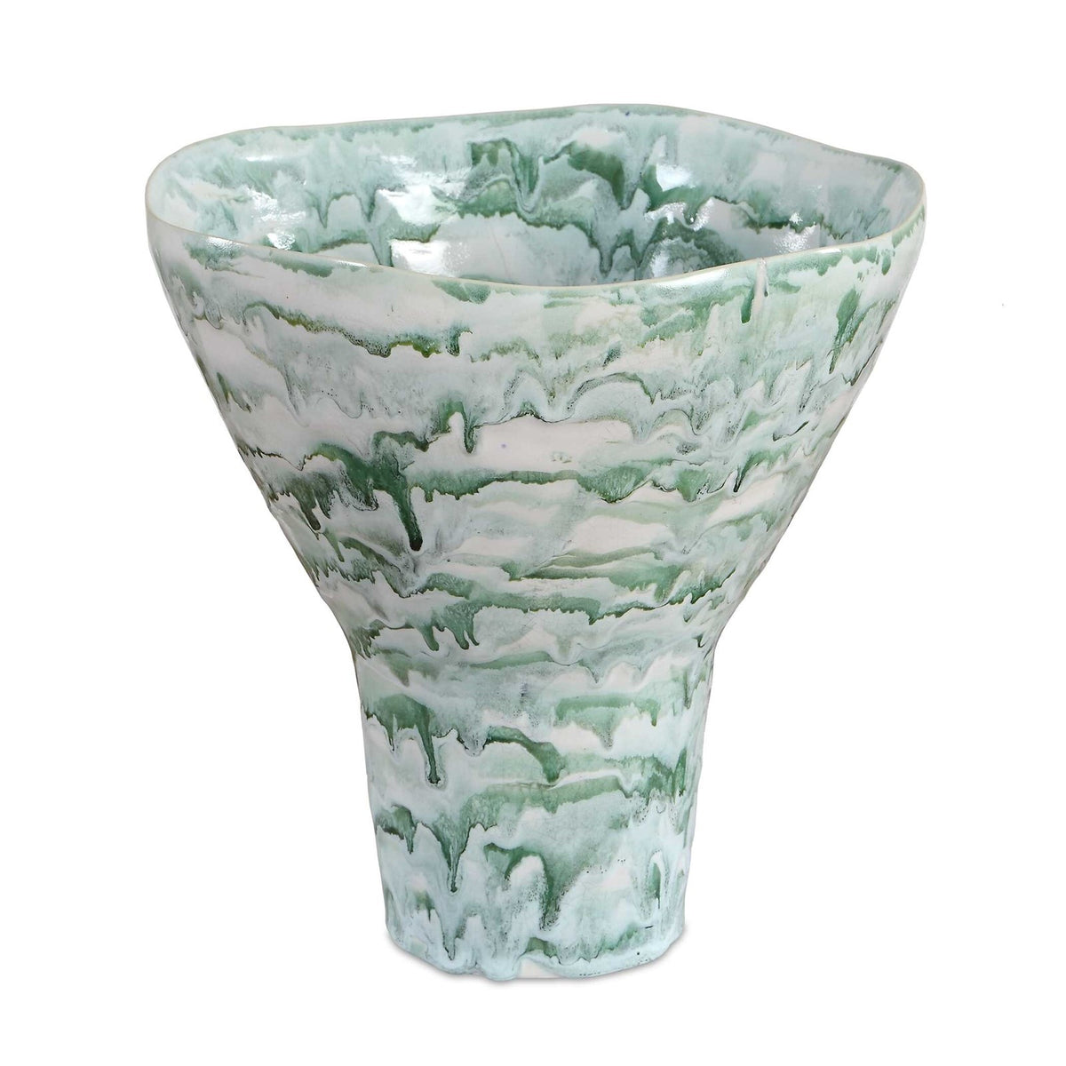 Uttermost Jameis Ceramic Watercolor Vase | Blue Green Gray Marbled Glaze | Living Room & Entryway Decor | 11.5 x 11 x 11 in | Model 18396