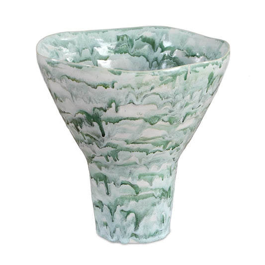 Uttermost Jameis Ceramic Watercolor Vase | Blue Green Gray Marbled Glaze | Living Room & Entryway Decor | 11.5 x 11 x 11 in | Model 18396