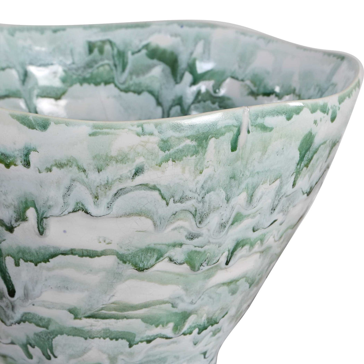Uttermost Jameis Ceramic Watercolor Vase | Blue Green Gray Marbled Glaze | Living Room & Entryway Decor | 11.5 x 11 x 11 in | Model 18396
