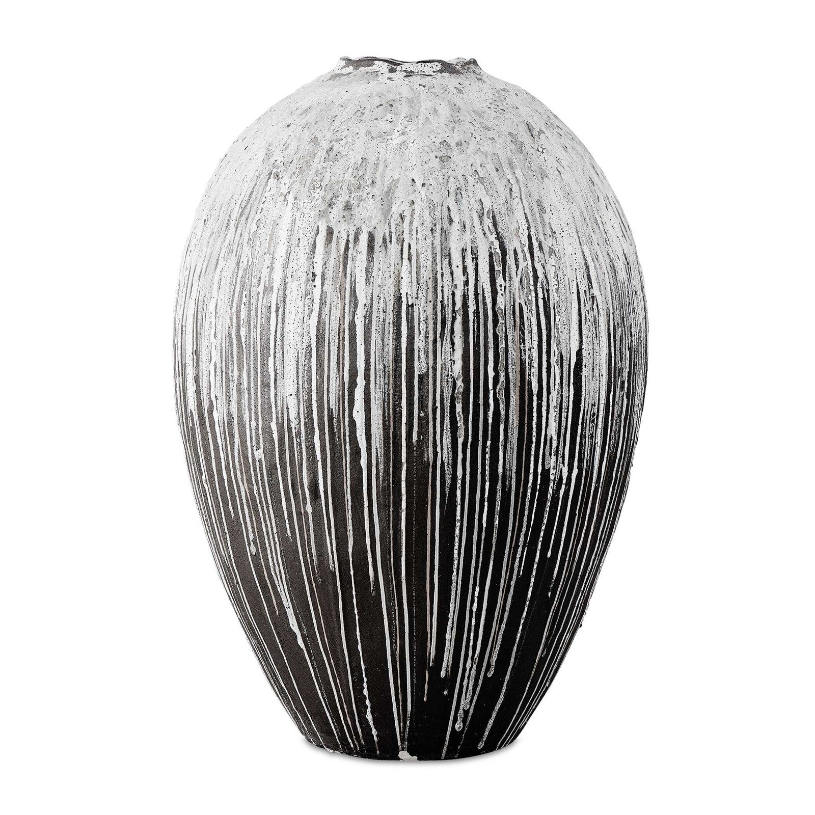 Uttermost Chocolate Cascade Indoor-Outdoor Vase | Brown and Ivory Drip Glaze | Patio & Entryway Decor | 13.75 x 13.75 x 20.5 in | Model 18399
