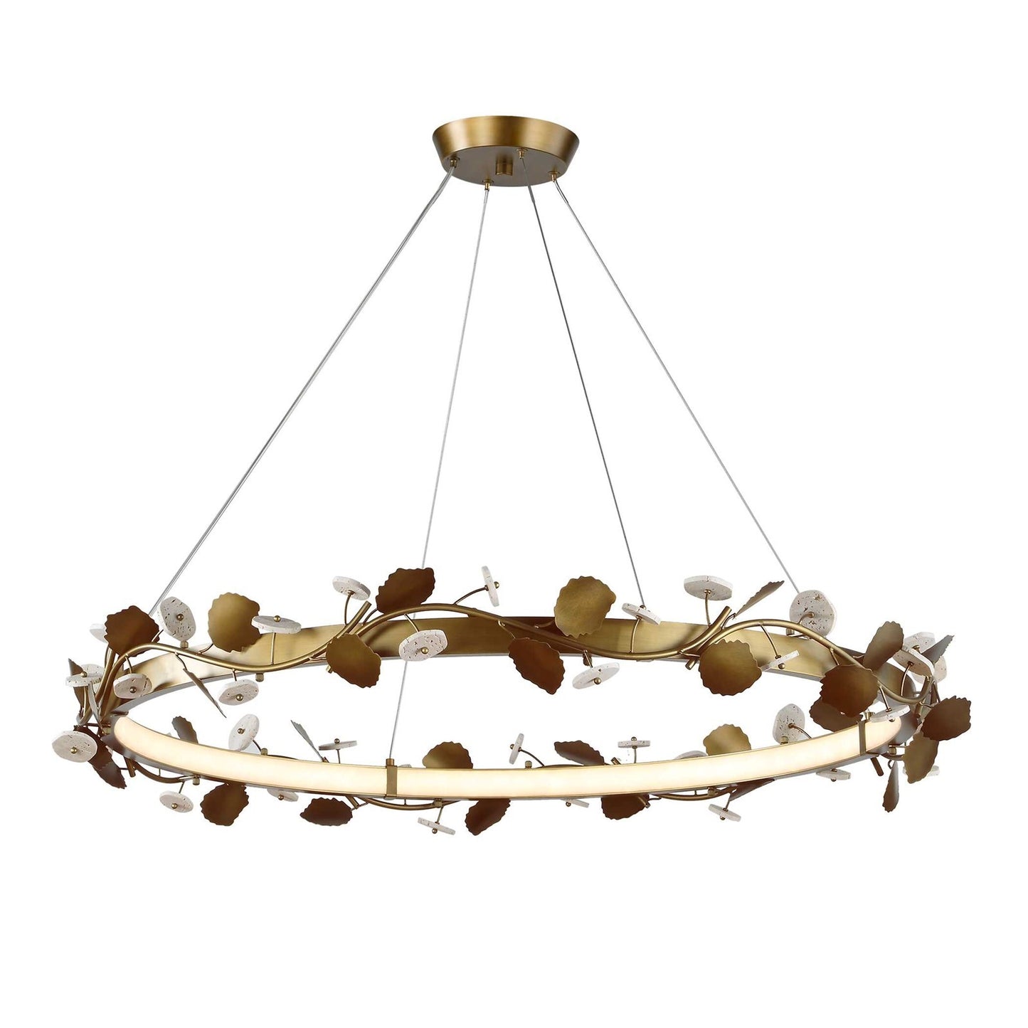Uttermost Biscotti 44in LED Chandelier | Bronze with Golden Highlight Resin & Travertine | Dining Room & Living Room | Model 21416