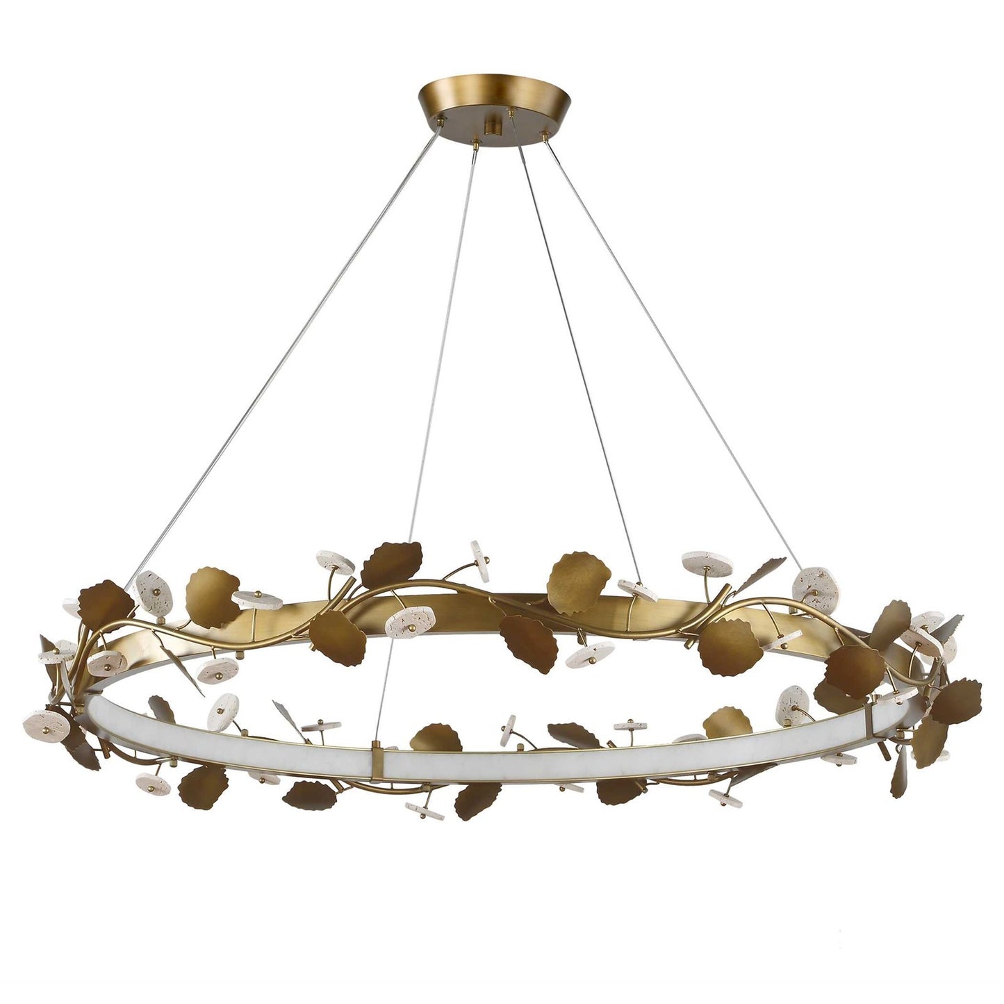Uttermost Biscotti 44in LED Chandelier | Bronze with Golden Highlight Resin & Travertine | Dining Room & Living Room | Model 21416