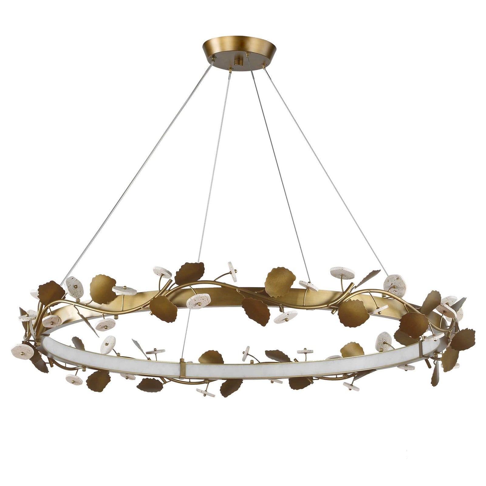 Uttermost Biscotti 44in LED Chandelier | Bronze with Golden Highlight Resin & Travertine | Dining Room & Living Room | Model 21416