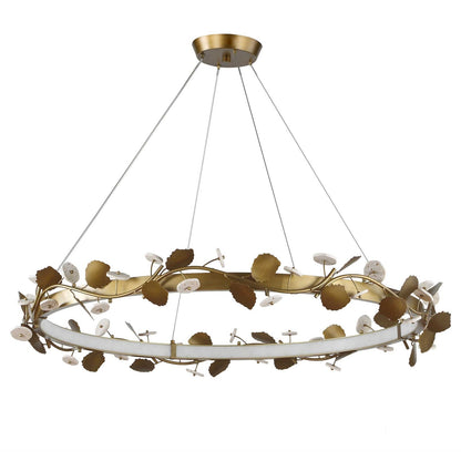Uttermost Biscotti 44in LED Chandelier | Bronze with Golden Highlight Resin & Travertine | Dining Room & Living Room | Model 21416