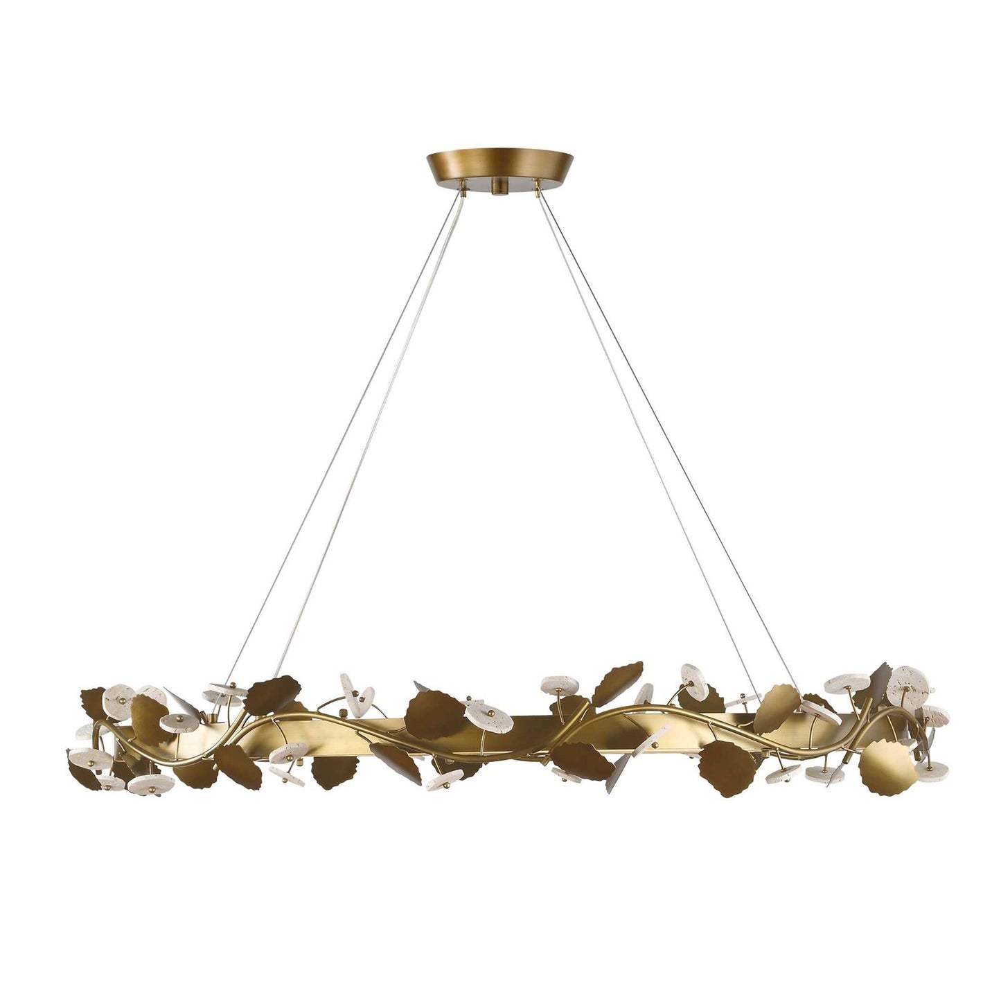 Uttermost Biscotti 44in LED Chandelier | Bronze with Golden Highlight Resin & Travertine | Dining Room & Living Room | Model 21416