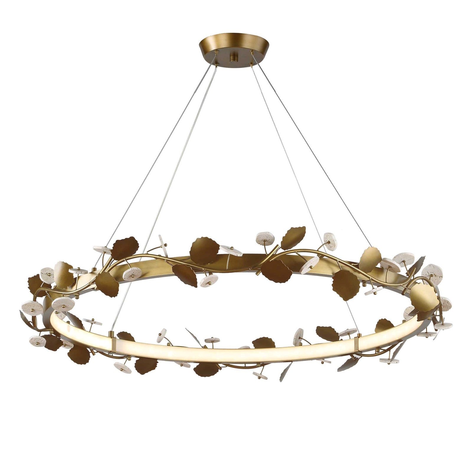 Uttermost Biscotti 44in LED Chandelier | Bronze with Golden Highlight Resin & Travertine | Dining Room & Living Room | Model 21416