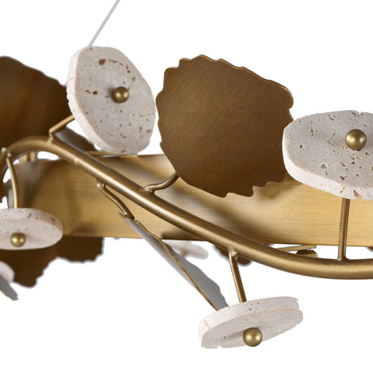Uttermost Biscotti 44in LED Chandelier | Bronze with Golden Highlight Resin & Travertine | Dining Room & Living Room | Model 21416