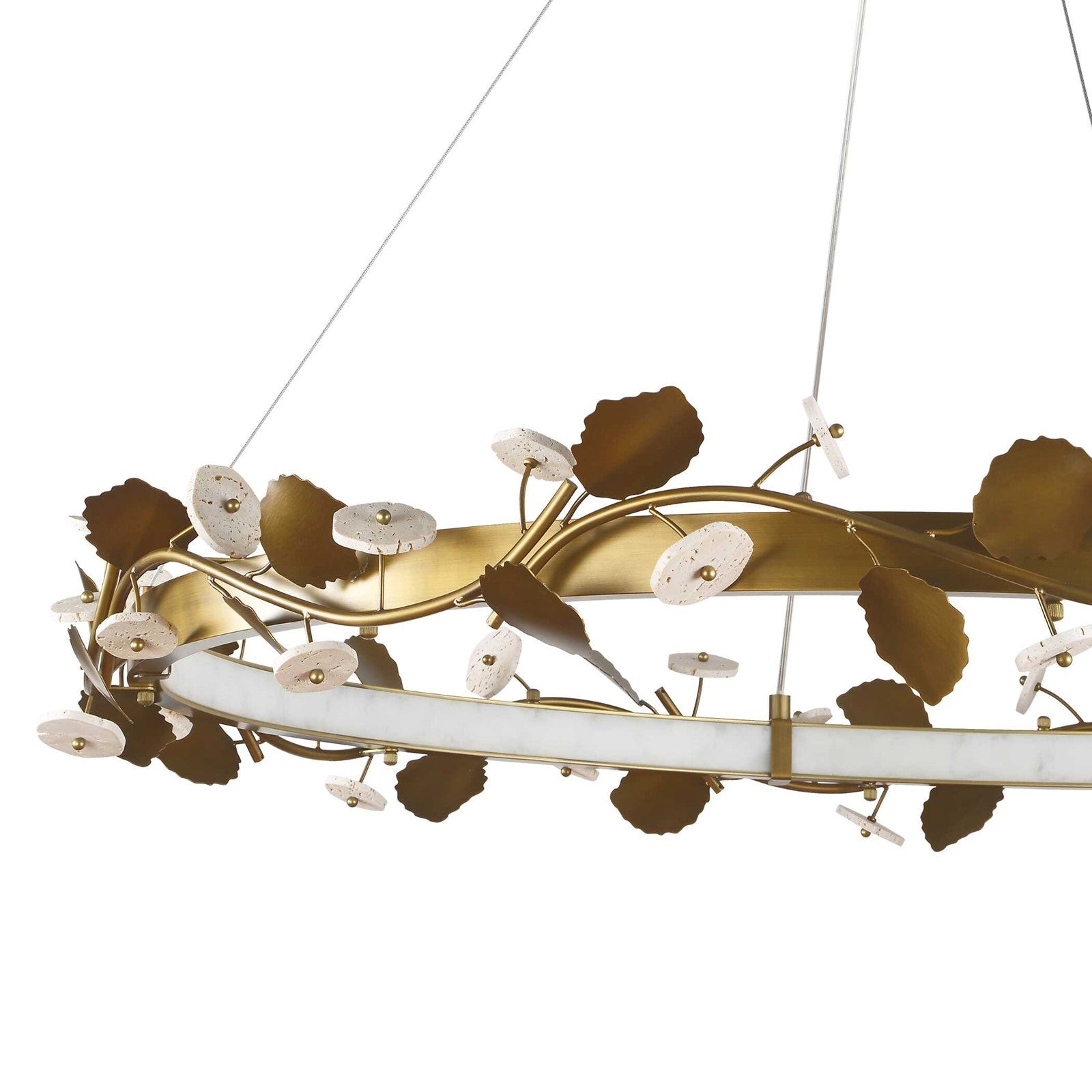 Uttermost Biscotti 44in LED Chandelier | Bronze with Golden Highlight Resin & Travertine | Dining Room & Living Room | Model 21416