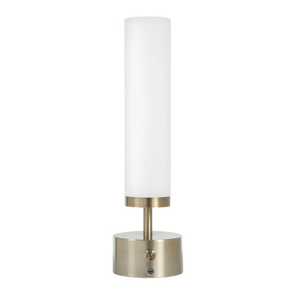 Uttermost Auden Rechargeable LED Accent Lamp | Light Antique Brass & Frosted Acrylic | Bedside & Shelf Lighting | 5 x 5 x 17 in | Model 30688-1