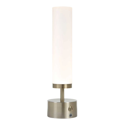 Uttermost Auden Rechargeable LED Accent Lamp | Light Antique Brass & Frosted Acrylic | Bedside & Shelf Lighting | 5 x 5 x 17 in | Model 30688-1