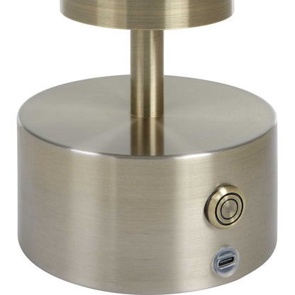 Uttermost Auden Rechargeable LED Accent Lamp | Light Antique Brass & Frosted Acrylic | Bedside & Shelf Lighting | 5 x 5 x 17 in | Model 30688-1