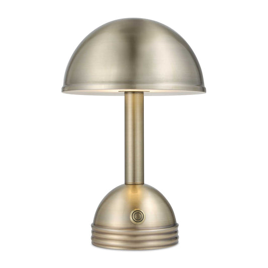 Uttermost Breece Rechargeable LED Accent Lamp | Brass-Plated Iron Dome | Bedside & Shelf Lighting | 7.25 x 7.25 x 11.25 in | Model 30689-1