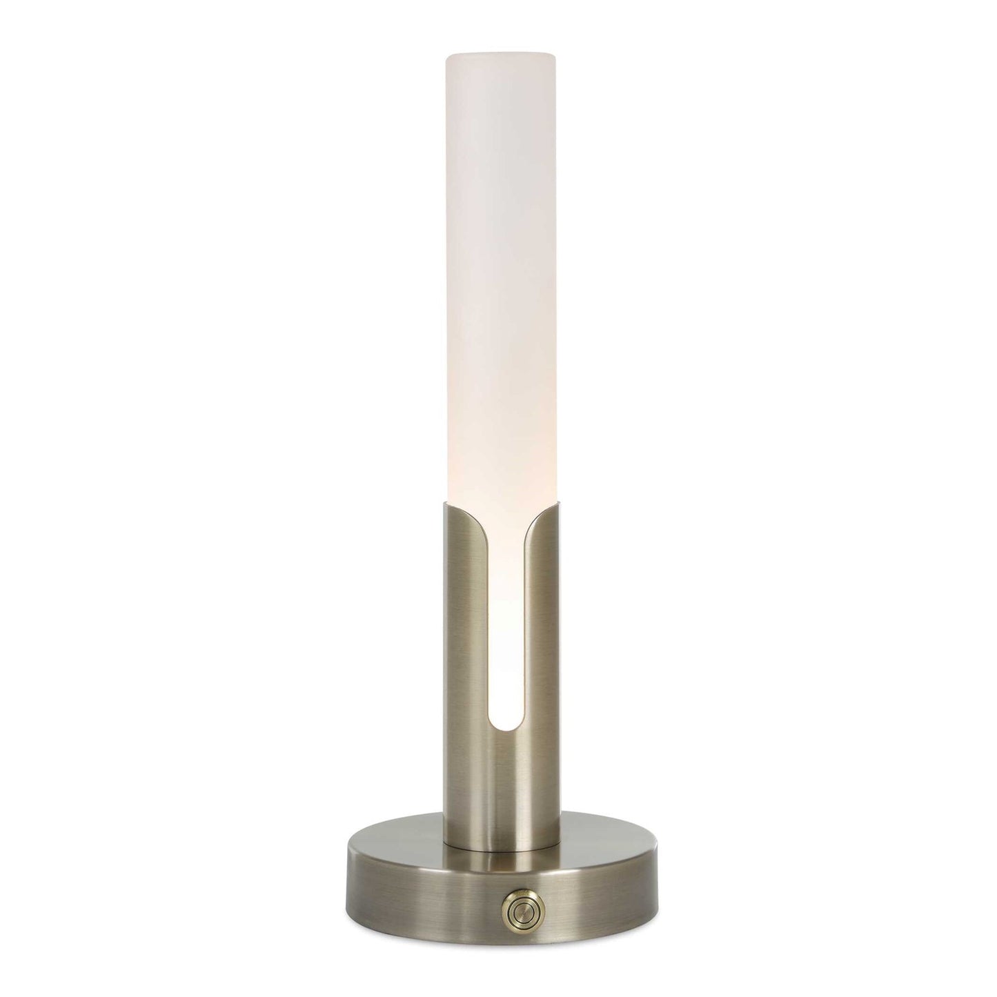 Uttermost Tron Rechargeable LED Accent Lamp | Plated Brass & Frosted Acrylic | Bedside & Shelf Lighting | 5.5 x 5.5 x 15.25 in | Model 30690-1