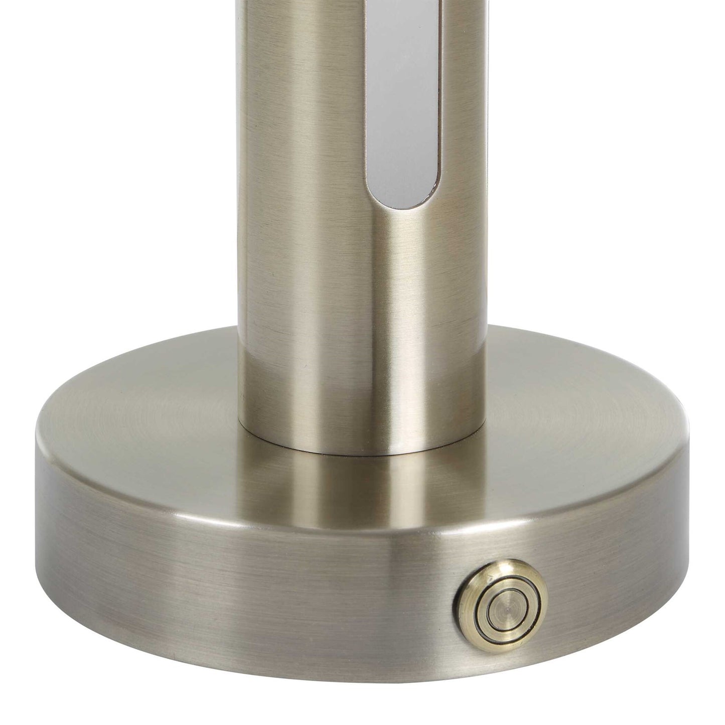 Uttermost Tron Rechargeable LED Accent Lamp | Plated Brass & Frosted Acrylic | Bedside & Shelf Lighting | 5.5 x 5.5 x 15.25 in | Model 30690-1