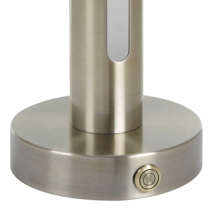 Uttermost Tron Rechargeable LED Accent Lamp | Plated Brass & Frosted Acrylic | Bedside & Shelf Lighting | 5.5 x 5.5 x 15.25 in | Model 30690-1