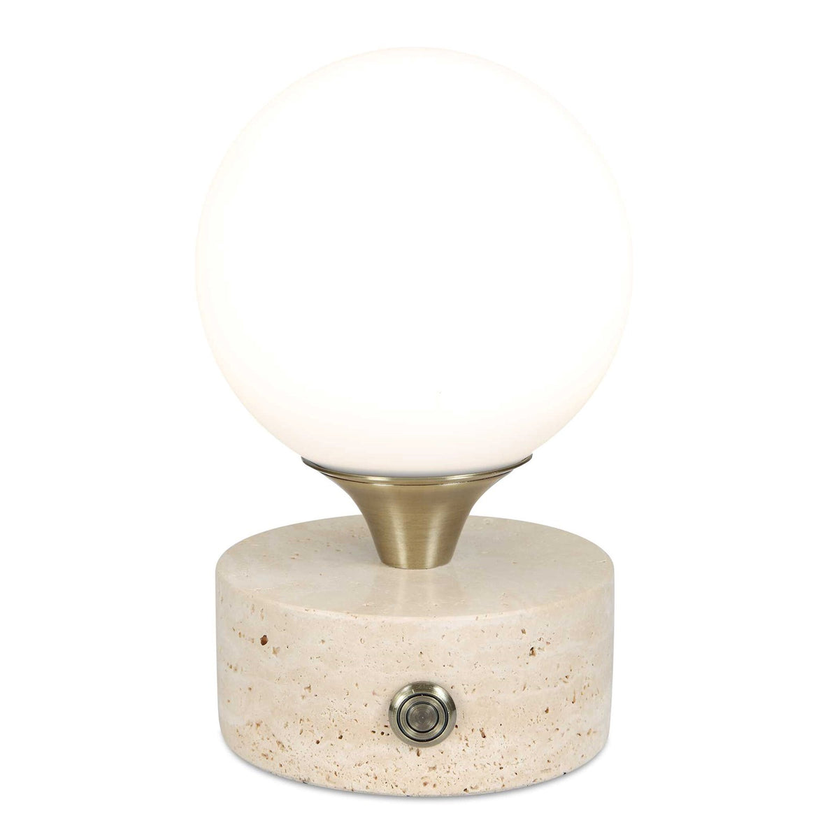 Uttermost Abril Rechargeable LED Accent Lamp | Brass Gold and Travertine | Bedside & Shelf Ambient Light | 5 x 5 x 8.25 in | Model 30691-1
