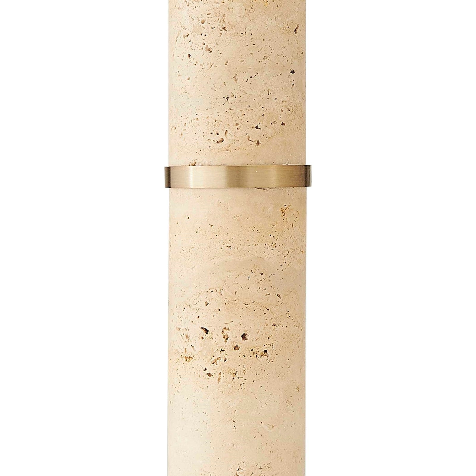 Uttermost Verlaine Travertine Floor Lamp | Antique Gold and White Linen | Living Room & Reading Nook | 17.5 x 17.5 x 63.5 in | Model 30736-1