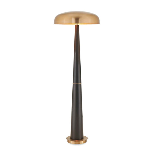 Uttermost Davis Black Floor Lamp | Antique Brass and Iron Dome Shade | Living Room & Reading Nook | 22 x 22 x 65 in | Model 30738-1