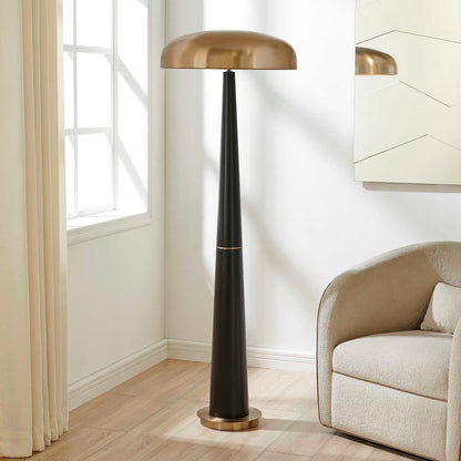 Uttermost Davis Black Floor Lamp | Antique Brass and Iron Dome Shade | Living Room & Reading Nook | 22 x 22 x 65 in | Model 30738-1