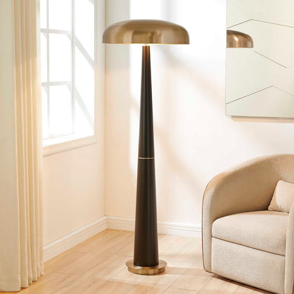 Uttermost Davis Black Floor Lamp | Antique Brass and Iron Dome Shade | Living Room & Reading Nook | 22 x 22 x 65 in | Model 30738-1
