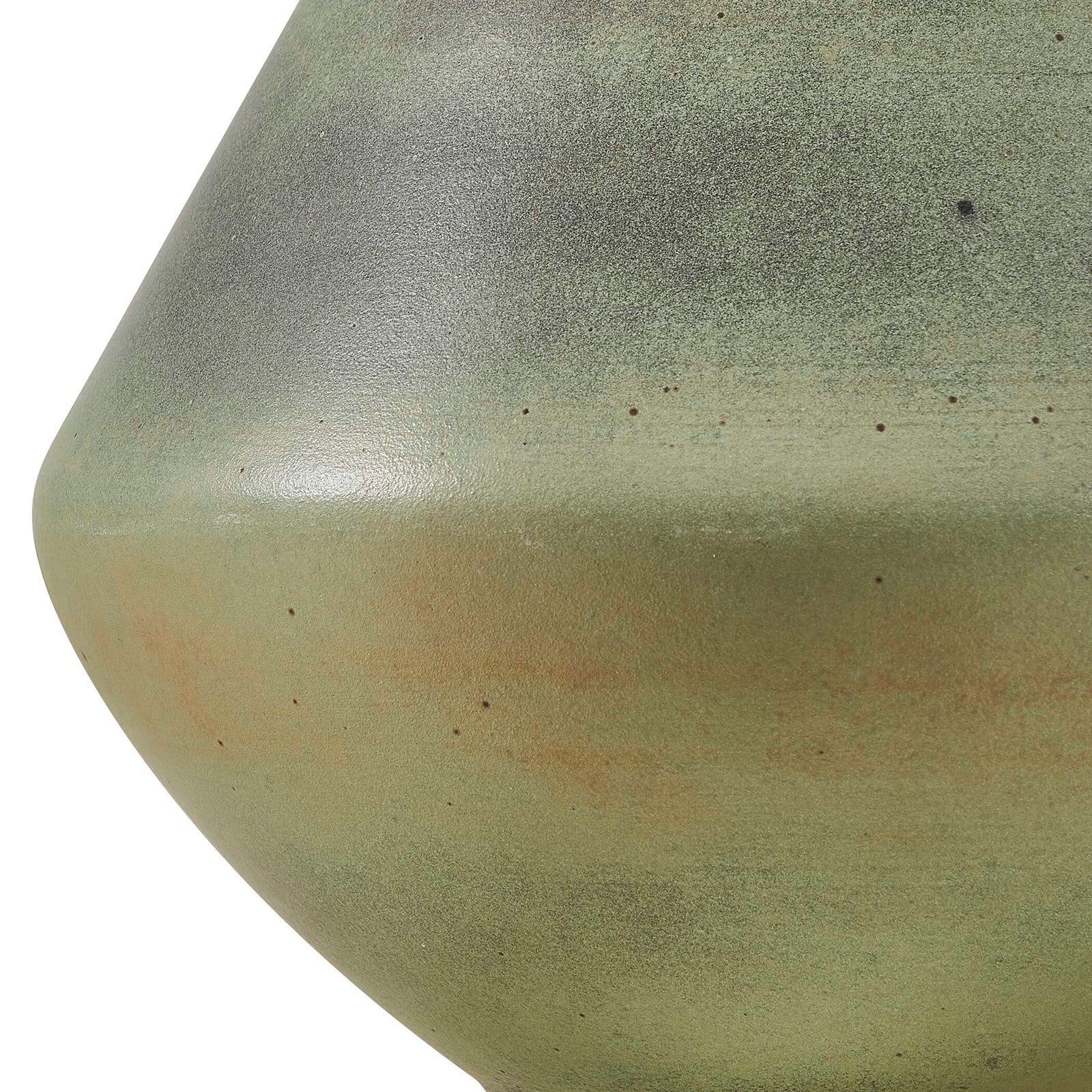 Uttermost Natrone 20in 1-Light Table Lamp | Distressed Sage Green Ceramic with Antique Brass and White Linen Shade | Living Room | Model 30743-1