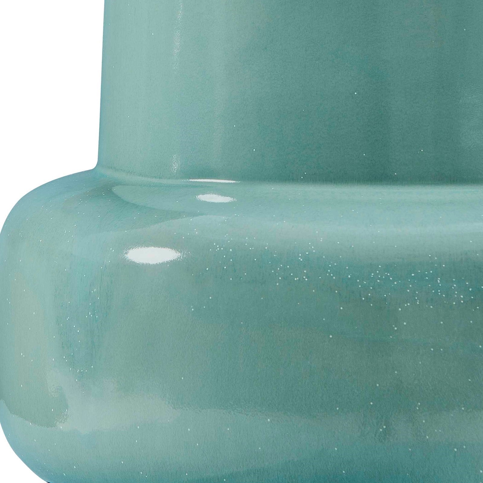 Uttermost Claudin 20in 1-Light Table Lamp | Glossy Aqua Blue Ceramic with Antique Brass and White Linen Shade | Living Room & Bedroom | Model 30745-1