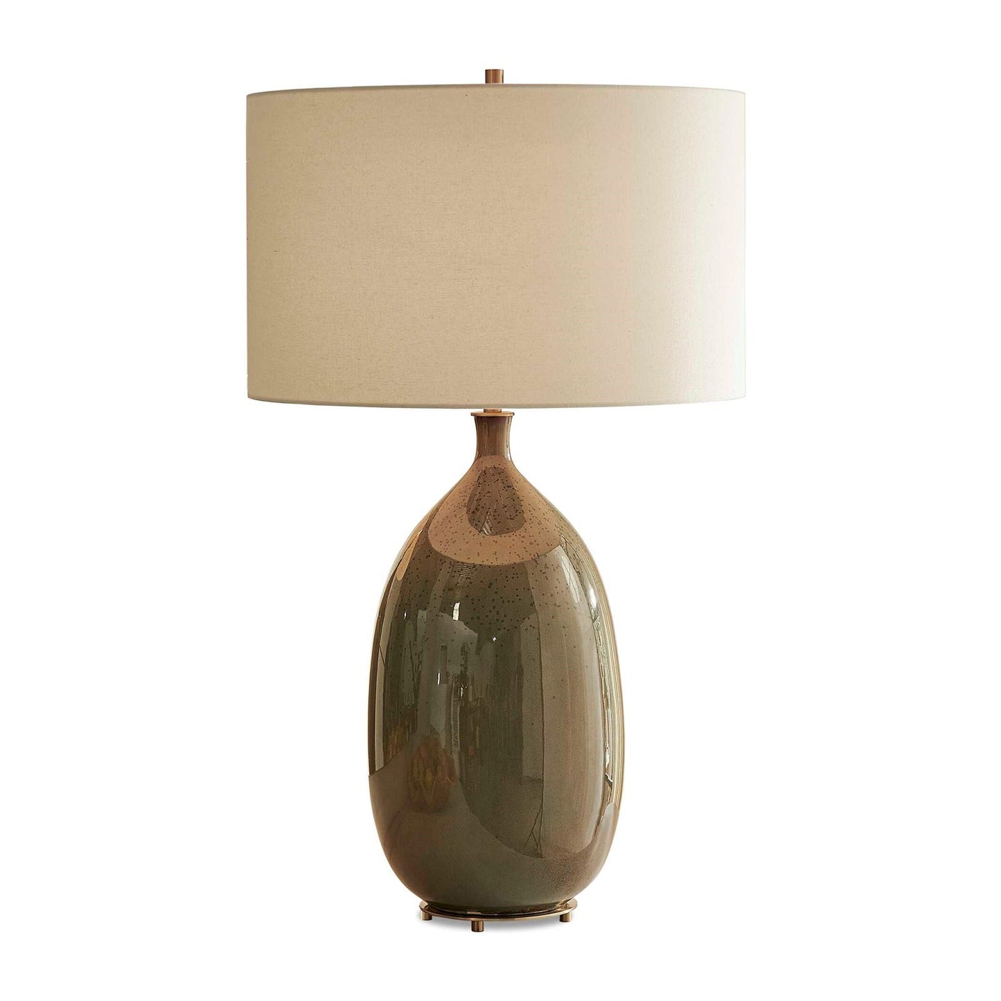 Uttermost Moultrie 20in 1-Light Table Lamp | Warm Gray Ceramic and Antique Brass | Living Room & Bedroom | 20 x 20 x 34.5 in | Model 30746-1