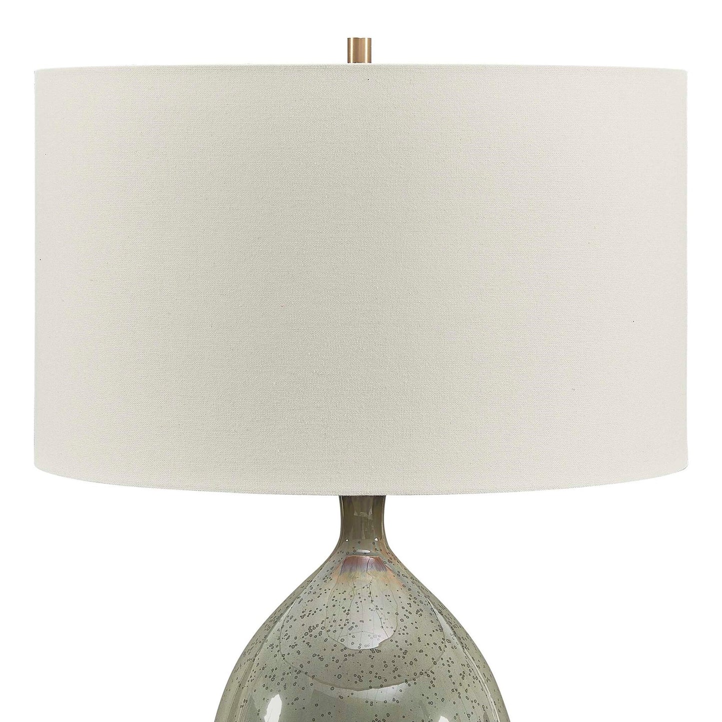 Uttermost Moultrie 20in 1-Light Table Lamp | Warm Gray Ceramic and Antique Brass | Living Room & Bedroom | 20 x 20 x 34.5 in | Model 30746-1