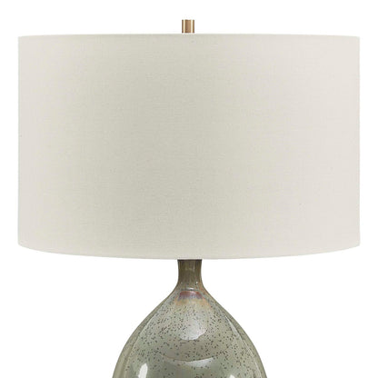 Uttermost Moultrie 20in 1-Light Table Lamp | Warm Gray Ceramic and Antique Brass | Living Room & Bedroom | 20 x 20 x 34.5 in | Model 30746-1