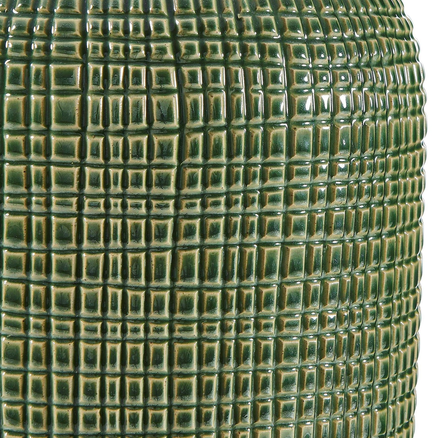 Uttermost Dulcich 16in 1-Light Table Lamp | Green Grid Ceramic and Antique Brass | Living Room & Bedroom | 16 x 16 x 28.75 in | Model 30755-1